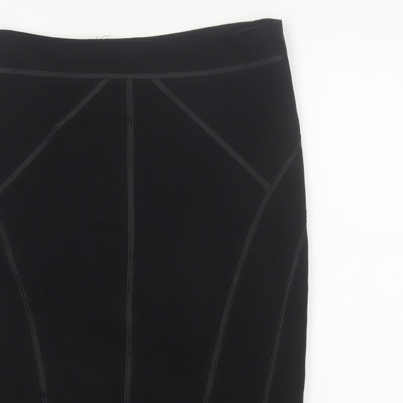 Autograph Women Black UK 14 Straight Pencil Knee Skirt Stretch Zip