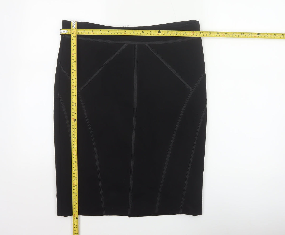 Autograph Women Black UK 14 Straight Pencil Knee Skirt Stretch Zip