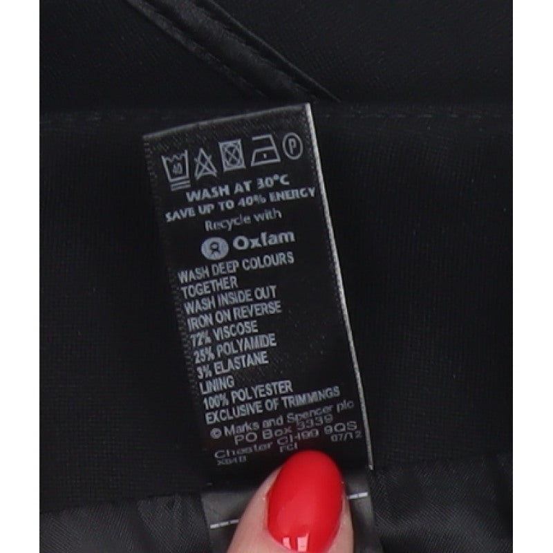 Autograph Women Black UK 14 Straight Pencil Knee Skirt Stretch Zip