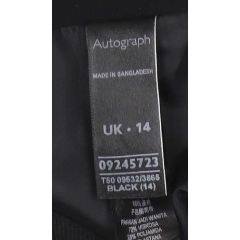 Autograph Women Black UK 14 Straight Pencil Knee Skirt Stretch Zip