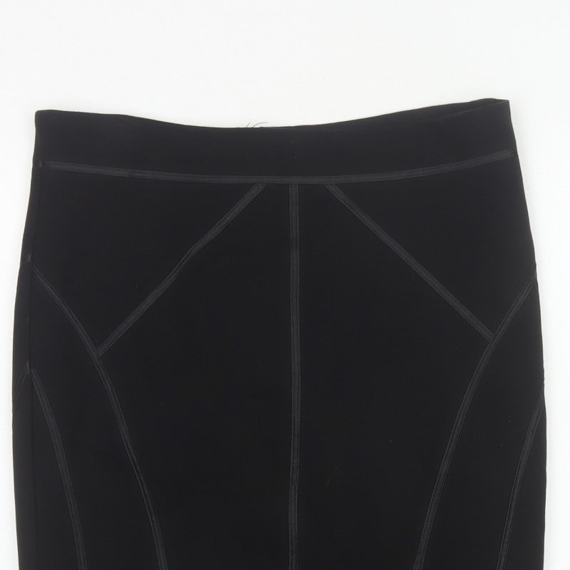 Autograph Women Black UK 14 Straight Pencil Knee Skirt Stretch Zip