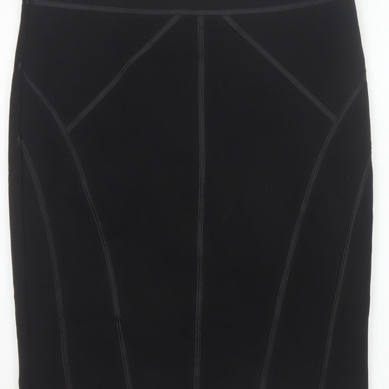 Autograph Women Black UK 14 Straight Pencil Knee Skirt Stretch Zip