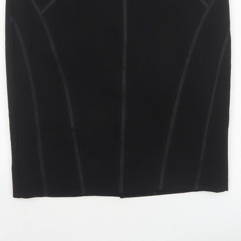 Autograph Women Black UK 14 Straight Pencil Knee Skirt Stretch Zip