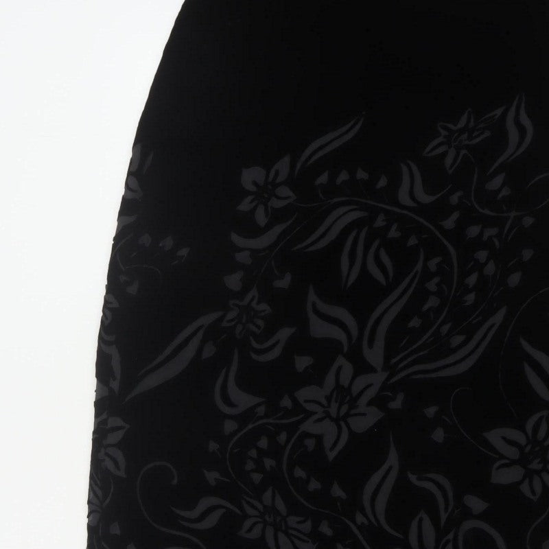 Marks & Spencer Women Black UK 12 Floral Velvet Long Pencil Skirt