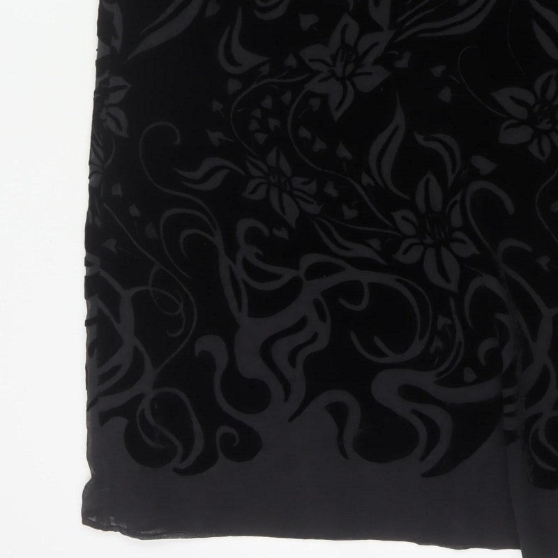 Marks & Spencer Women Black UK 12 Floral Velvet Long Pencil Skirt