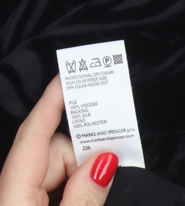 Marks & Spencer Women Black UK 12 Floral Velvet Long Pencil Skirt