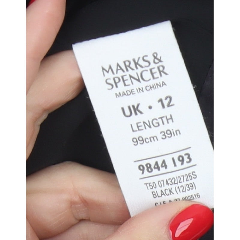 Marks & Spencer Women Black UK 12 Floral Velvet Long Pencil Skirt