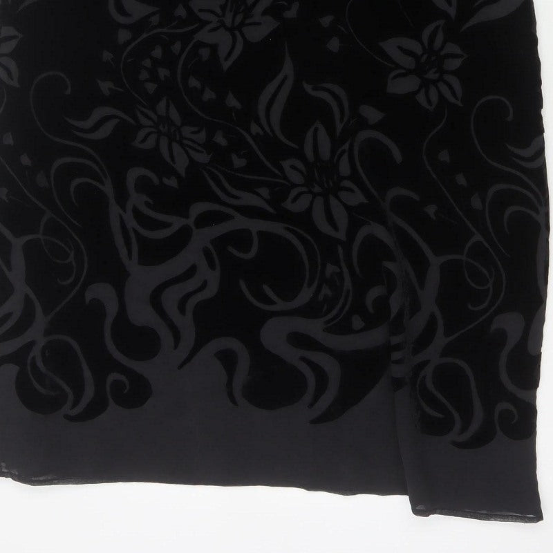 Marks & Spencer Women Black UK 12 Floral Velvet Long Pencil Skirt