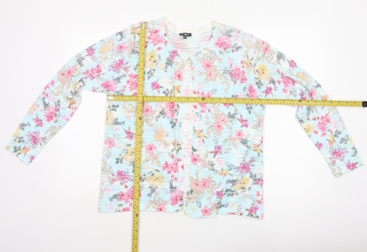 Emreco Women’s Multicoloured Floral Knit Open Cardigan UK 18