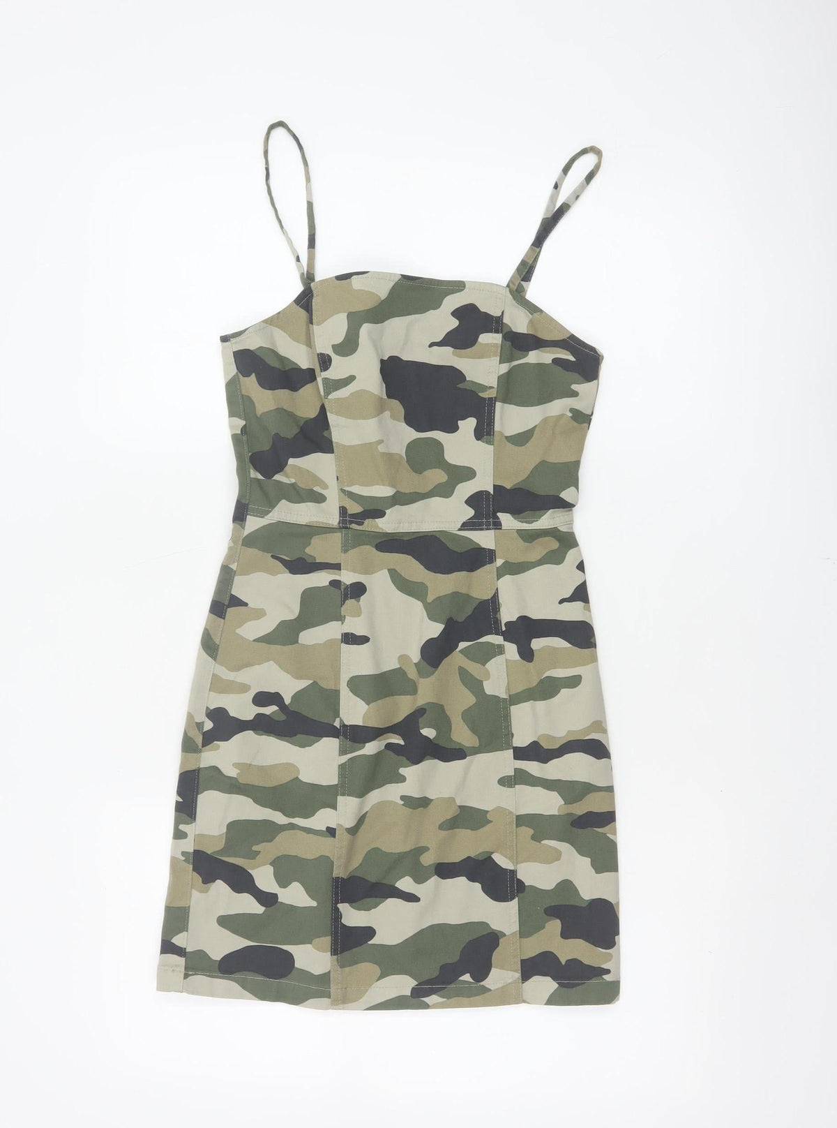 H&M Divided Women's Green Camo UK 10 Bodycon Mini Strappy Dress