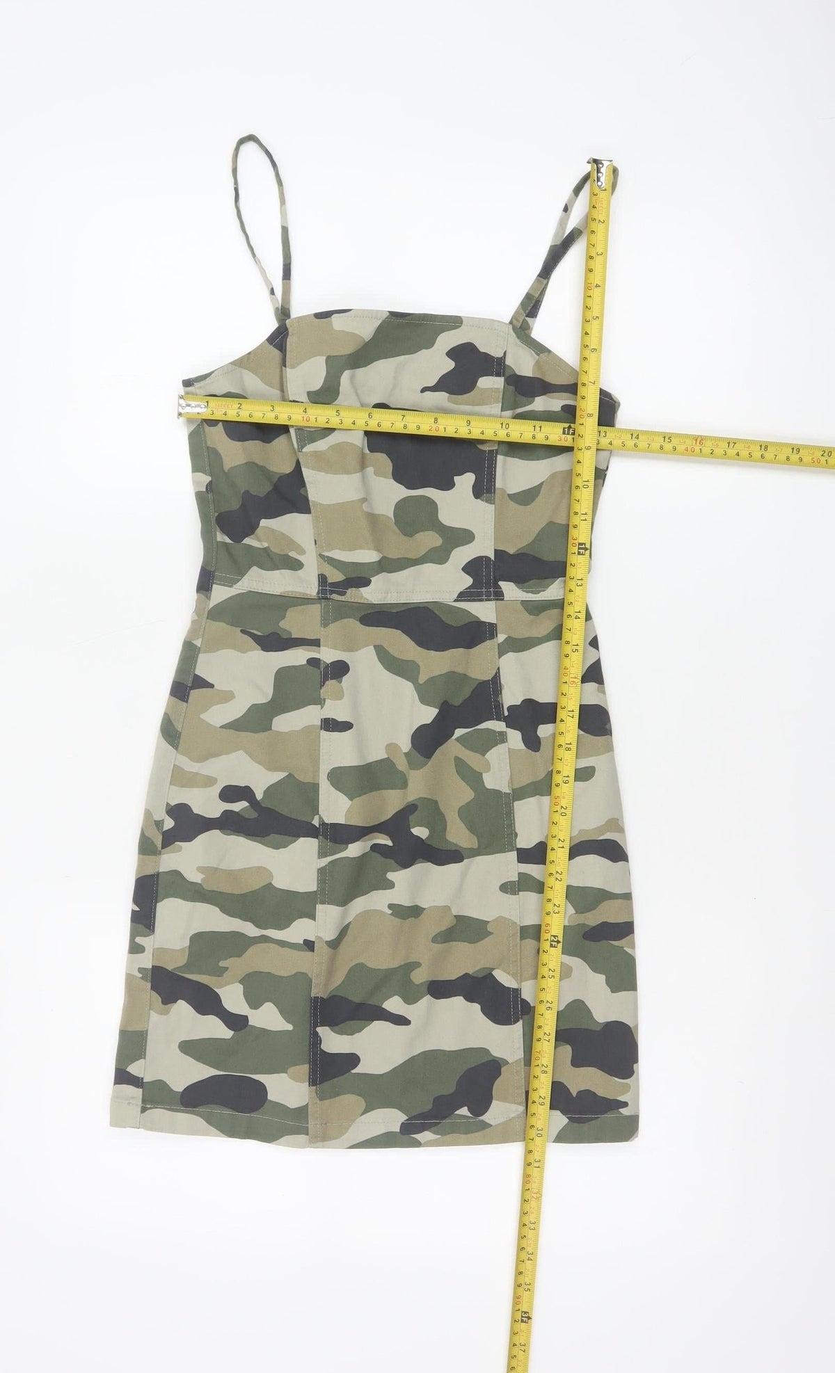H&M Divided Women's Green Camo UK 10 Bodycon Mini Strappy Dress
