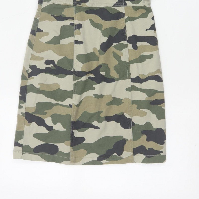 H&M Divided Women's Green Camo UK 10 Bodycon Mini Strappy Dress