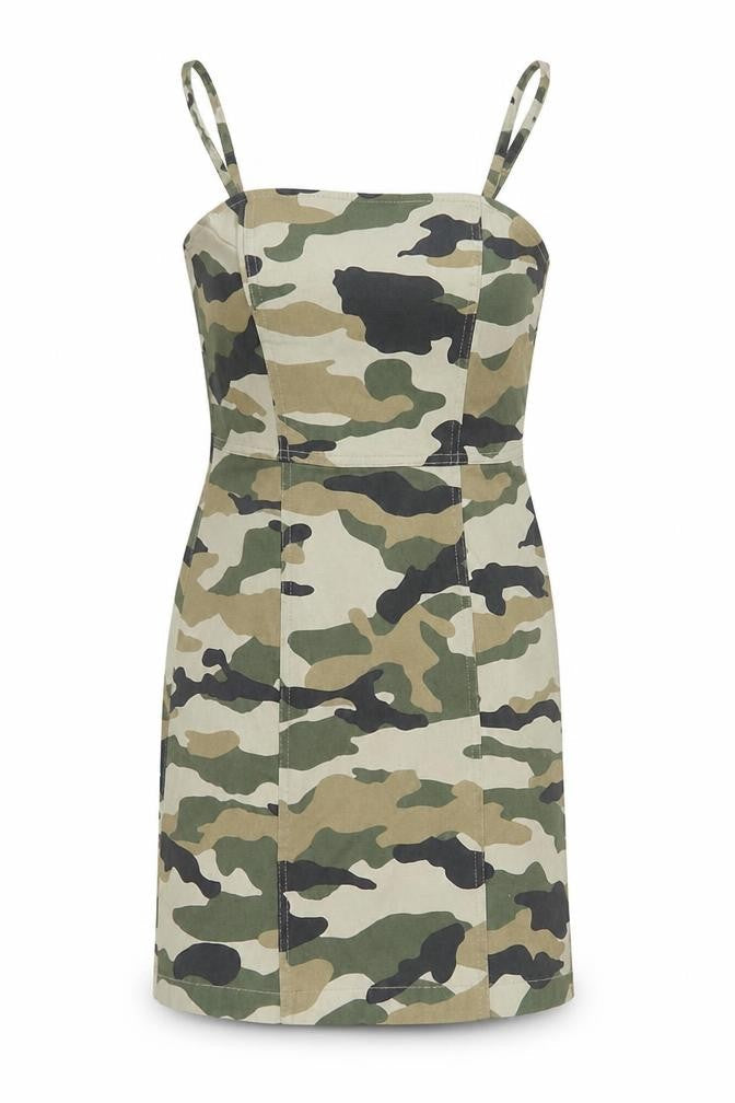 H&M Divided Women's Green Camo UK 10 Bodycon Mini Strappy Dress