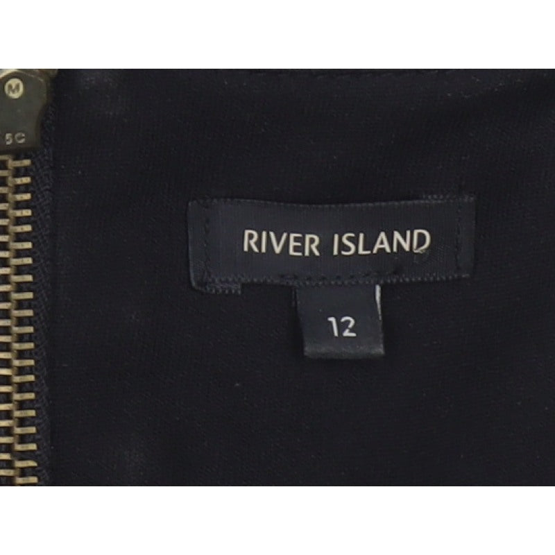 River Island Women Black White UK 12 Fit & Flare Houndstooth Dress
