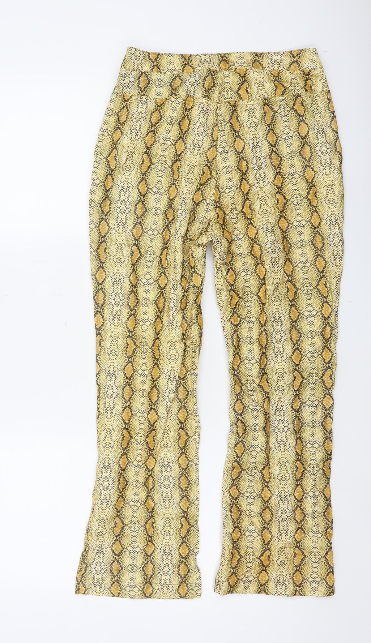 ASOS Women’s Yellow Snake Print Flared Trousers UK 6 High Rise