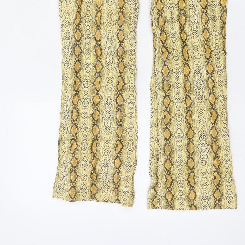 ASOS Women’s Yellow Snake Print Flared Trousers UK 6 High Rise
