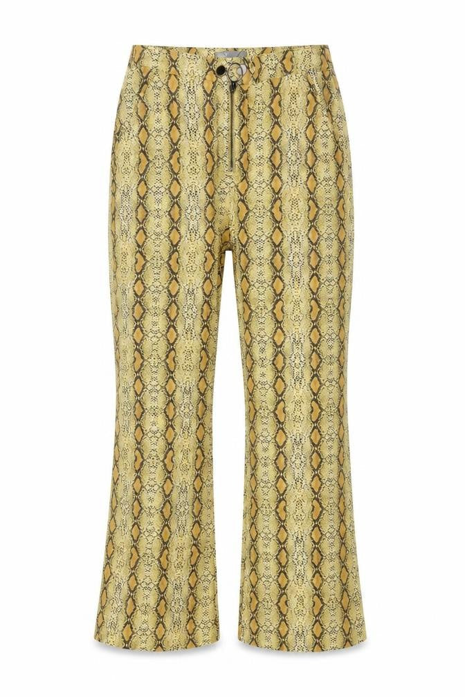 ASOS Women’s Yellow Snake Print Flared Trousers UK 6 High Rise
