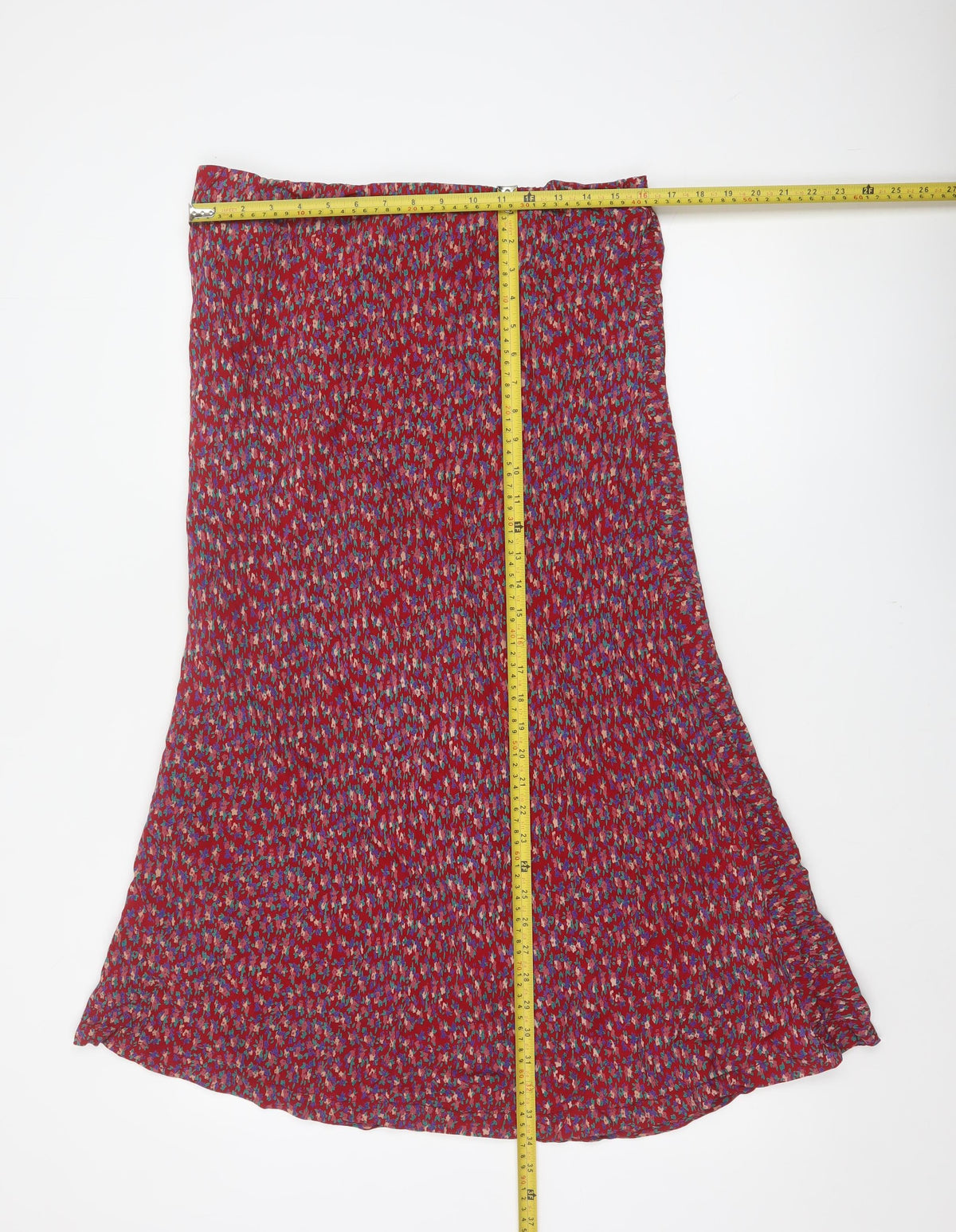 Pennyplain Women Red Floral A-Line Long Skirt UK 16 Petite Lined