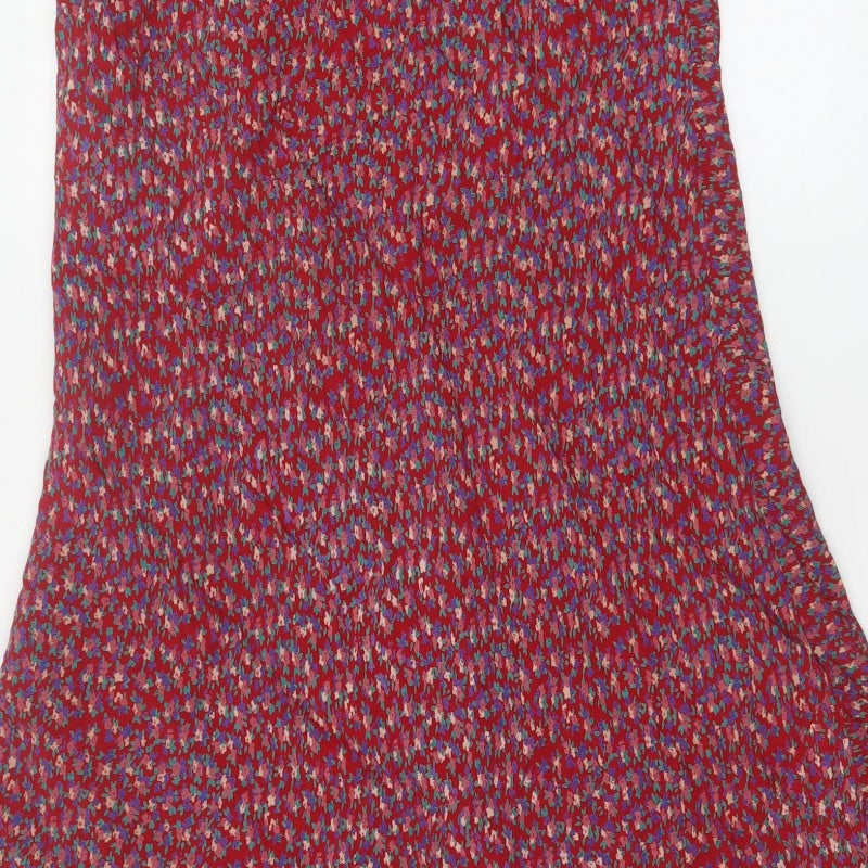 Pennyplain Women Red Floral A-Line Long Skirt UK 16 Petite Lined