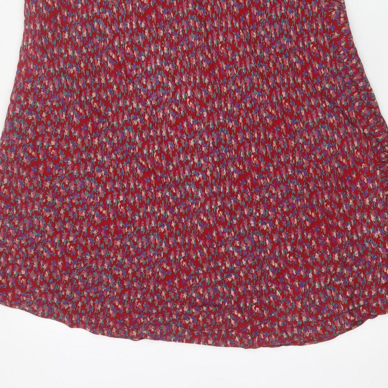 Pennyplain Women Red Floral A-Line Long Skirt UK 16 Petite Lined