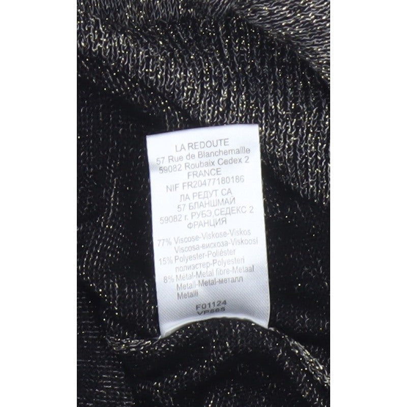 Softgrey Women Grey Metallic Knit Raglan Jumper UK 14 Round Neck
