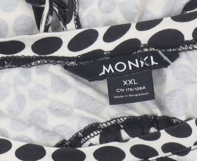 Monki Women Black & White Polka Dot 2XL Cropped Tie Back Blouse