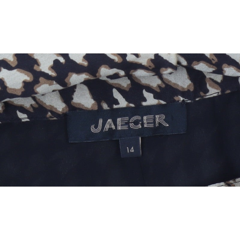Jaeger Women Brown UK 14 Houndstooth A-Line Knee Length Skirt