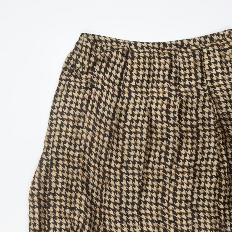 Jaeger Women Brown UK 14 Houndstooth A-Line Knee Length Skirt
