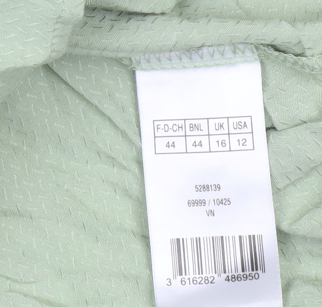 Damart Women Green UK 16 Basic Collared Button-Up Long Sleeve Blouse