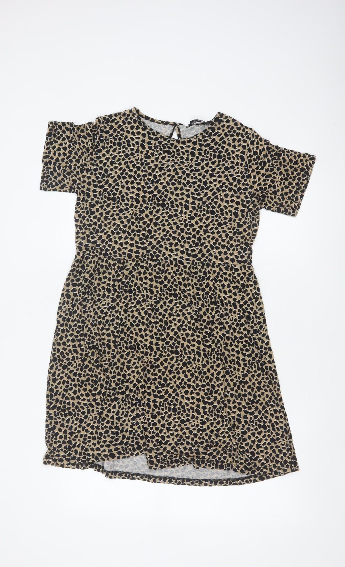 Wednesday's Girl Women Beige Leopard Print S Fit & Flare Knee Dress