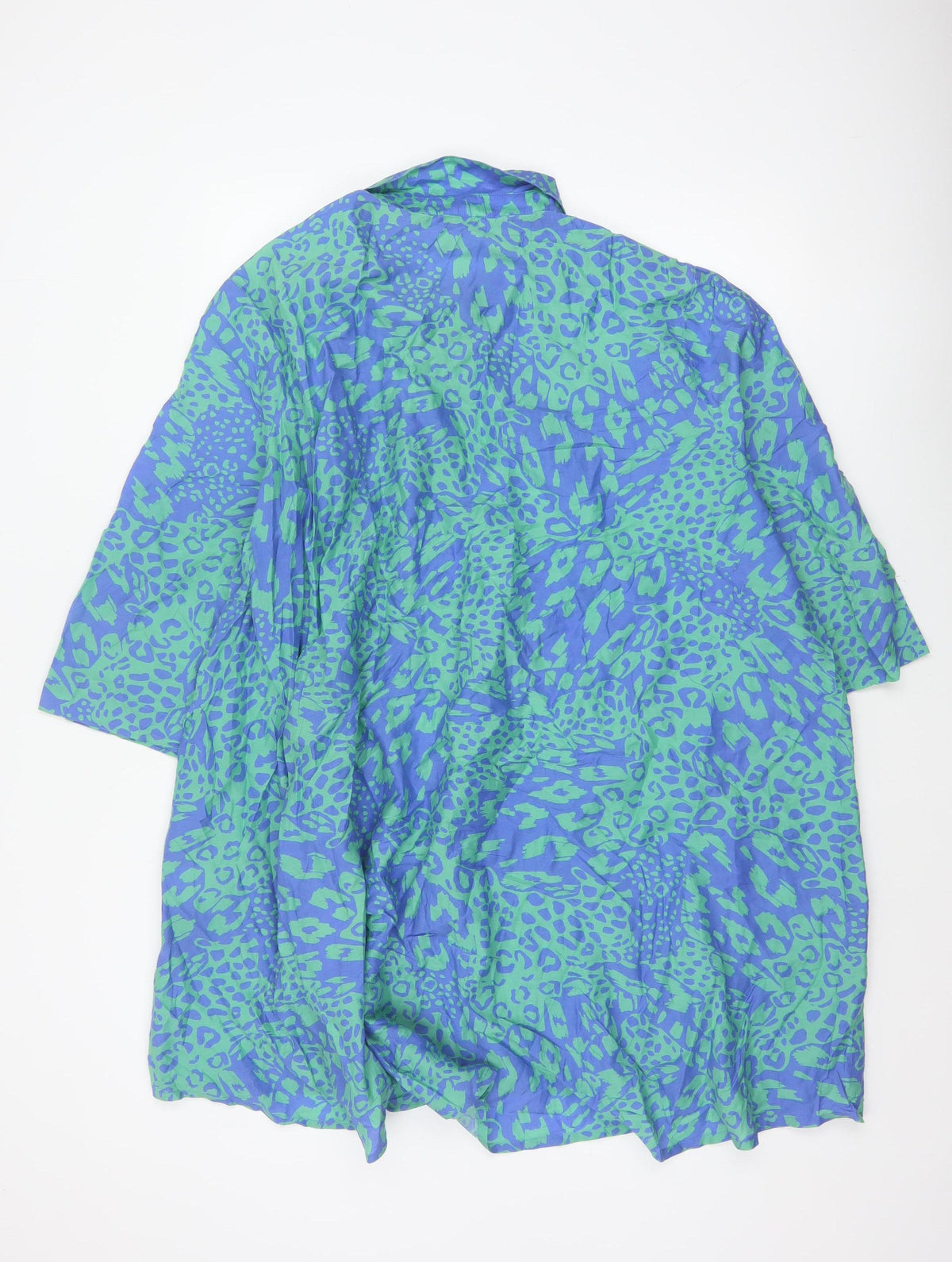 Sahara Women’s Blue Green Animal Print Silk Cotton Tunic Shirt UK 4
