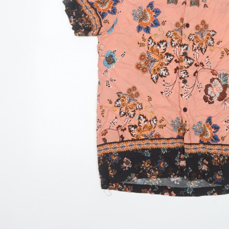 Additional view of River Island Men’s Pink S Floral Viscose Short Sleeve Button-Up Shirt