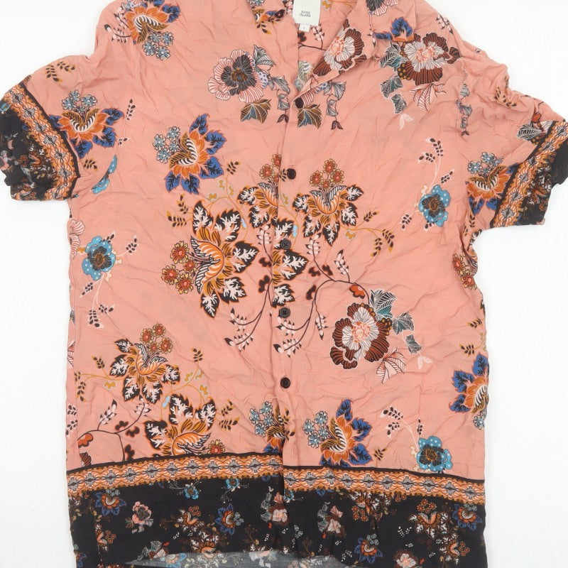 Additional view of River Island Men’s Pink S Floral Viscose Short Sleeve Button-Up Shirt