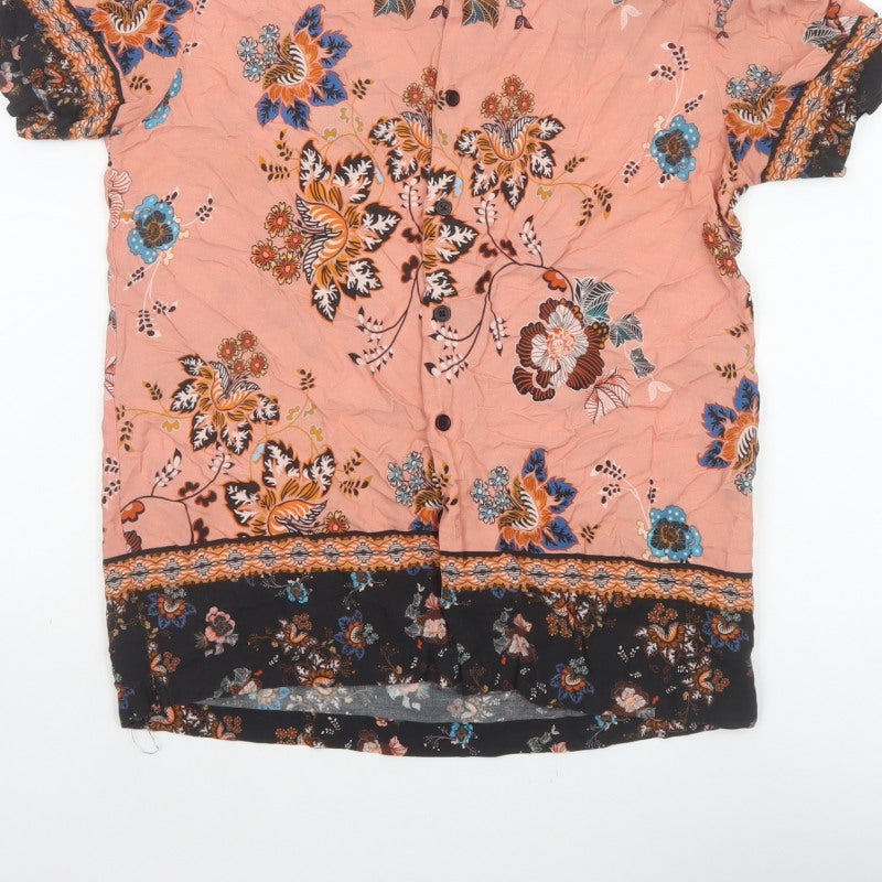 Additional view of River Island Men’s Pink S Floral Viscose Short Sleeve Button-Up Shirt