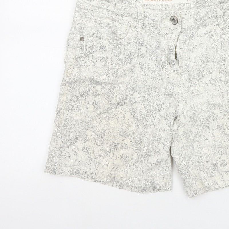 Next Denim Women’s Ivory Floral Print Stretch Shorts UK 12