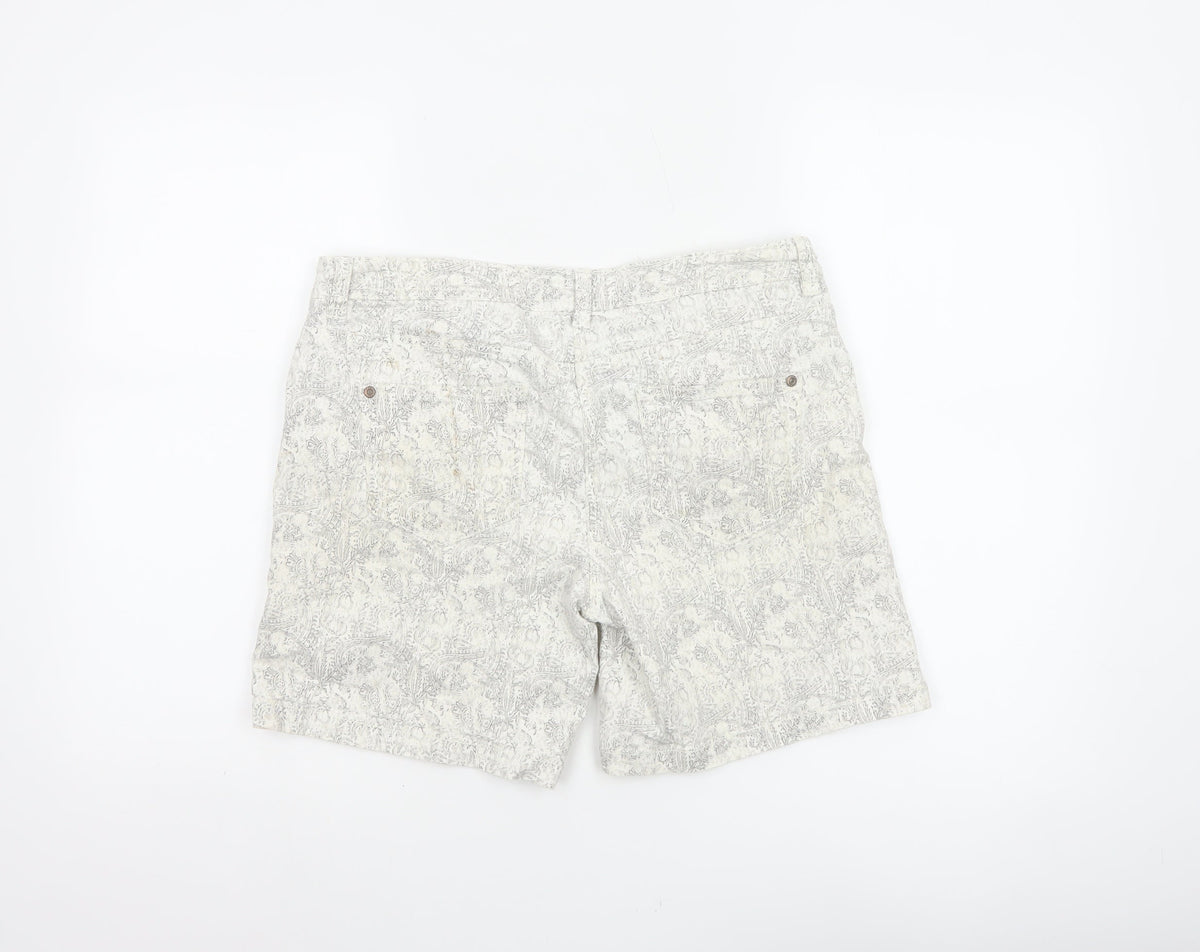 Next Denim Women’s Ivory Floral Print Stretch Shorts UK 12