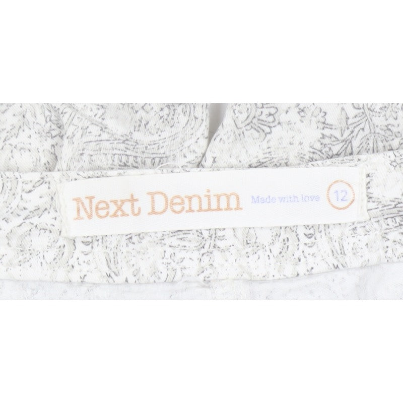 Next Denim Women’s Ivory Floral Print Stretch Shorts UK 12