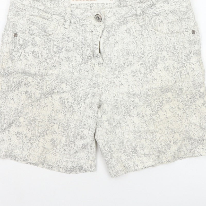 Next Denim Women’s Ivory Floral Print Stretch Shorts UK 12