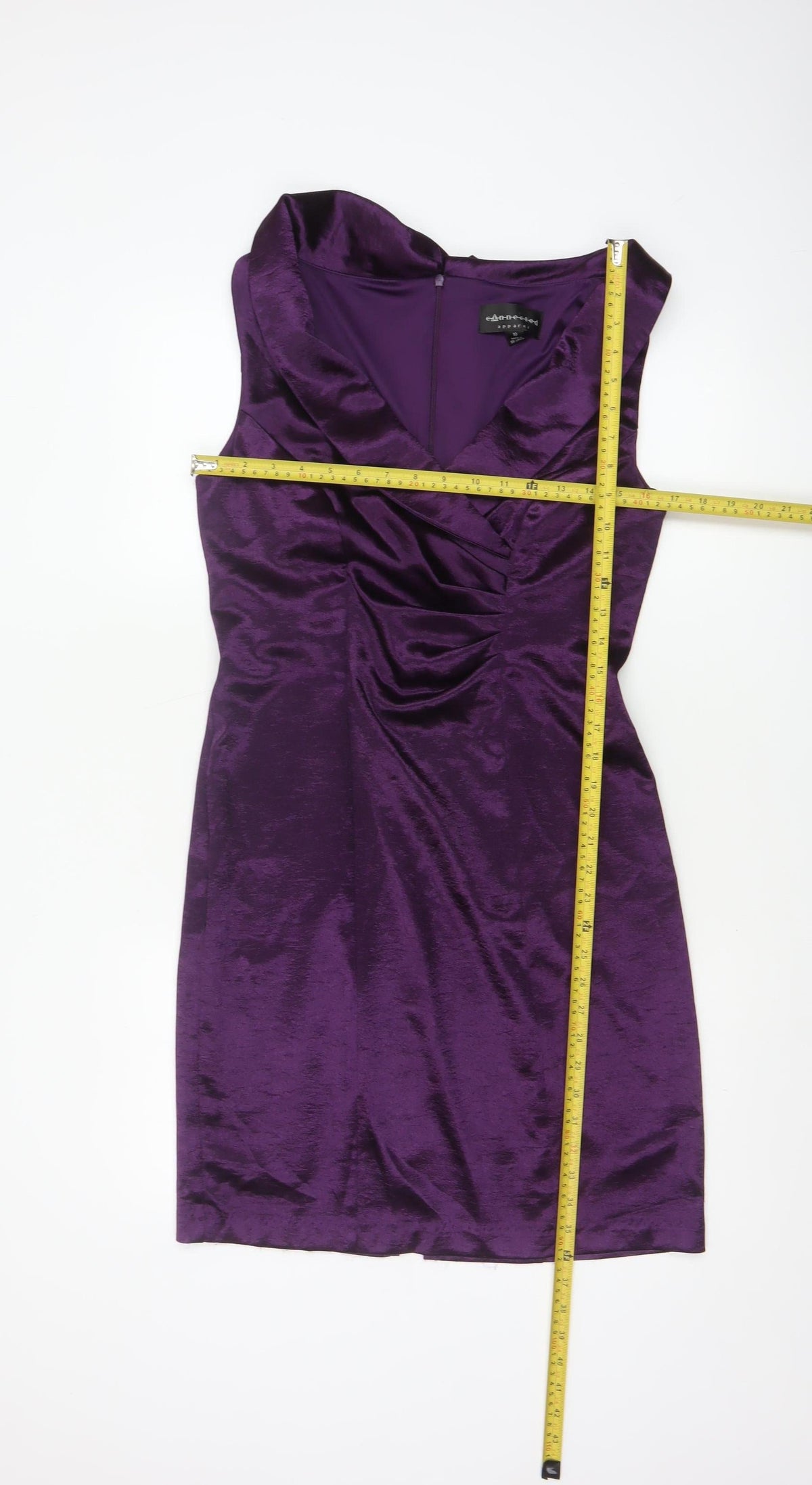 Connected Apparel Women Purple UK 10 Satin Sheath Cocktail Dress
