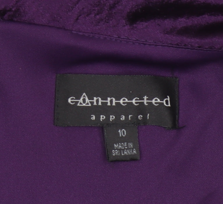 Connected Apparel Women Purple UK 10 Satin Sheath Cocktail Dress