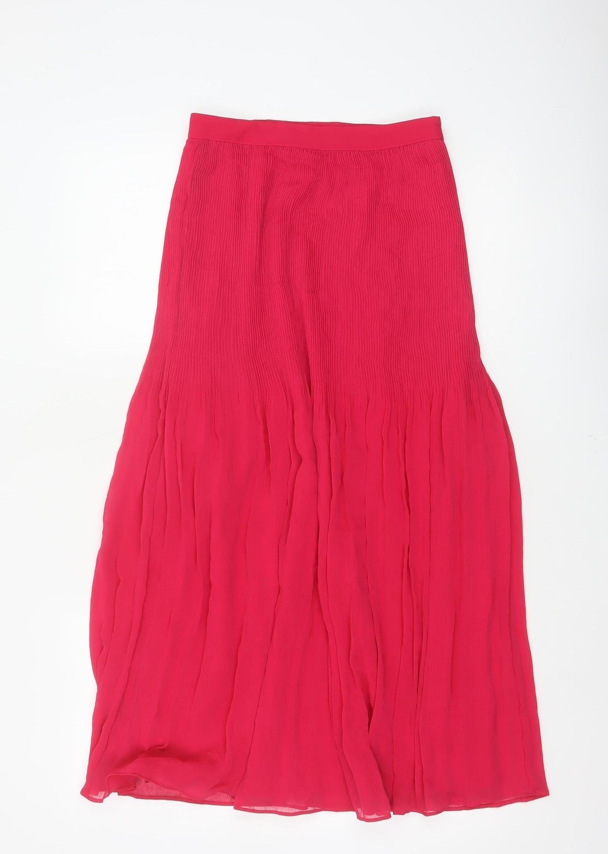 Marks and Spencer Women Pink UK 6 Long Pleated Flare Chiffon Skirt