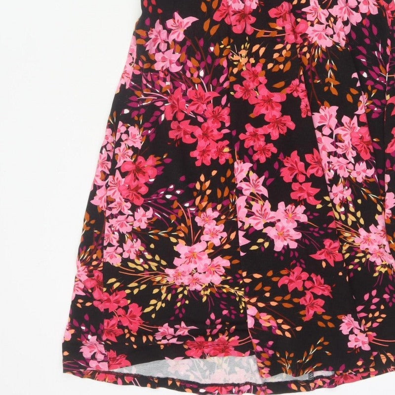 Joe Browns Women’s Black Floral Fit & Flare Midi Dress UK 10 Short Sleeve