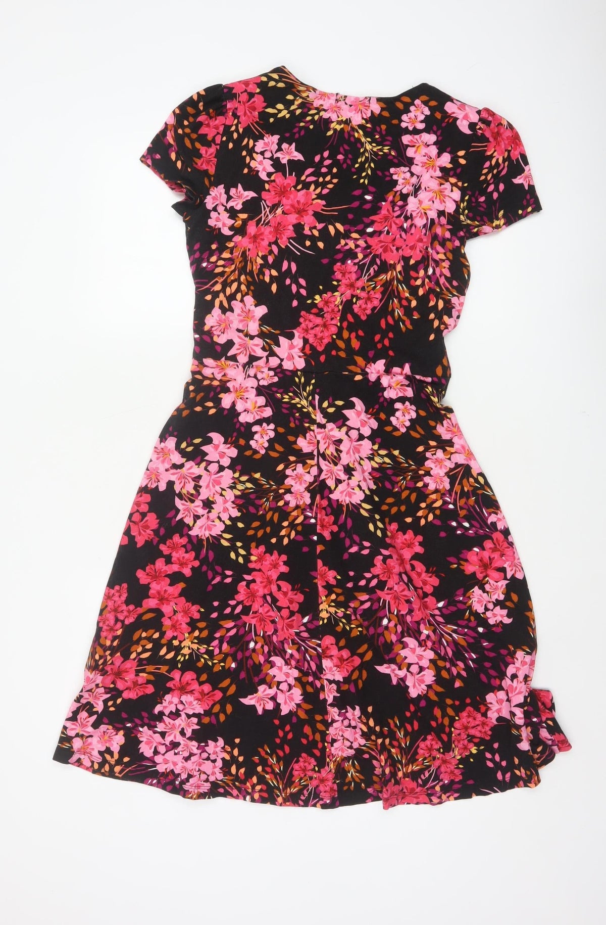 Joe Browns Women’s Black Floral Fit & Flare Midi Dress UK 10 Short Sleeve