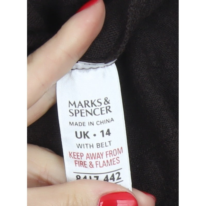 Marks & Spencer Women Black UK 14 Long A-Line Stretch Skirt