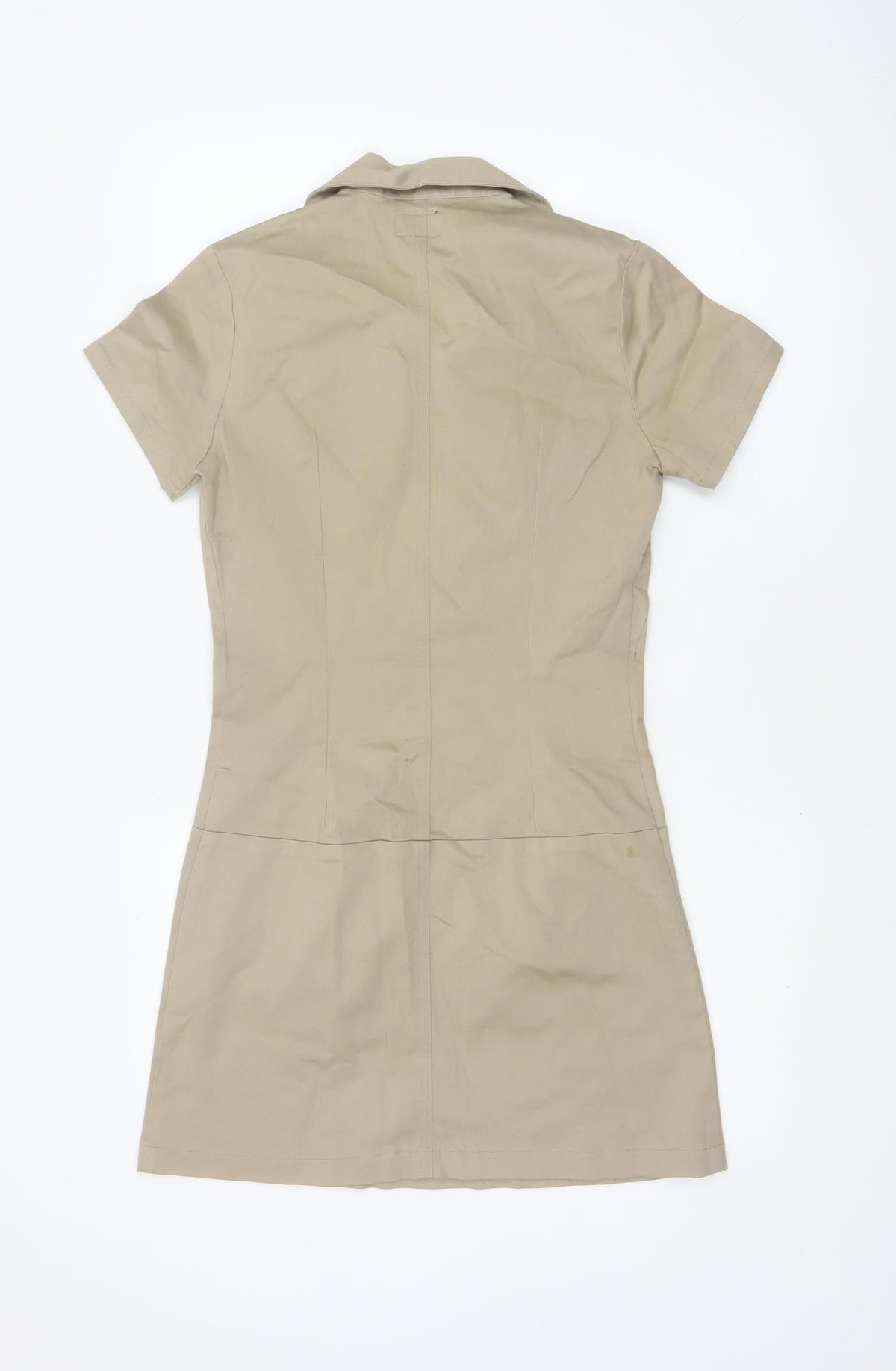 Dickies Women Beige M Workwear Shirt Dress Collared Zip Pockets