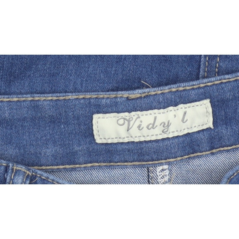 Vicky L Women Blue UK 14 Denim Pencil Knee Skirt Stretch Pockets