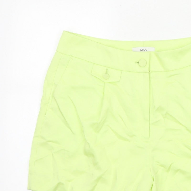 Marks & Spencer Women Yellow Size 16 Regular Tailored Shorts Pockets