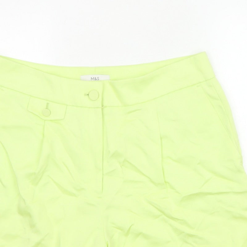 Marks & Spencer Women Yellow Size 16 Regular Tailored Shorts Pockets