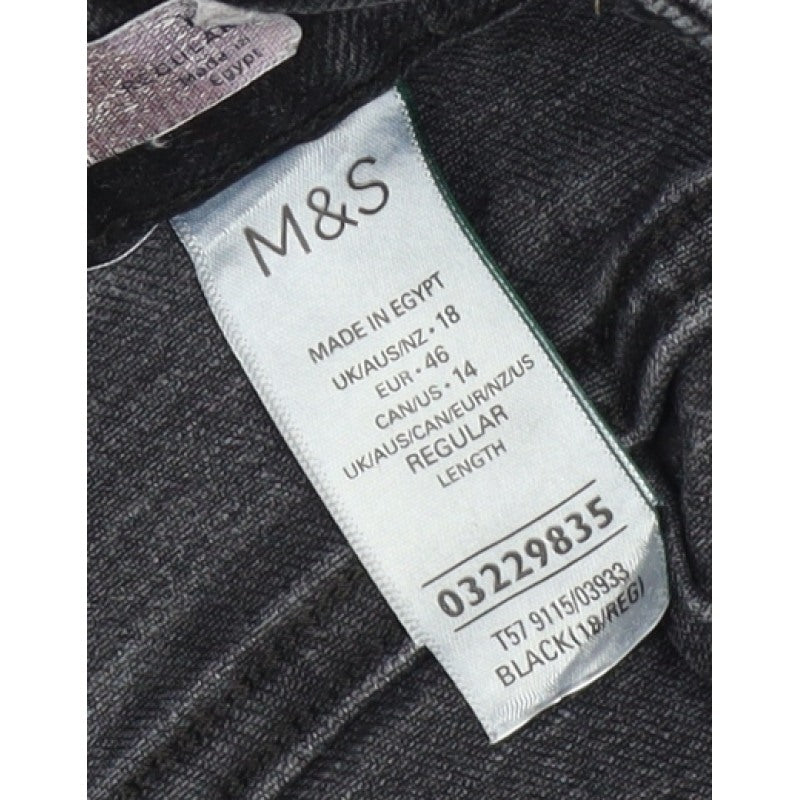 Marks and Spencer Women’s Black Straight Jeans UK 18 Regular Stretch