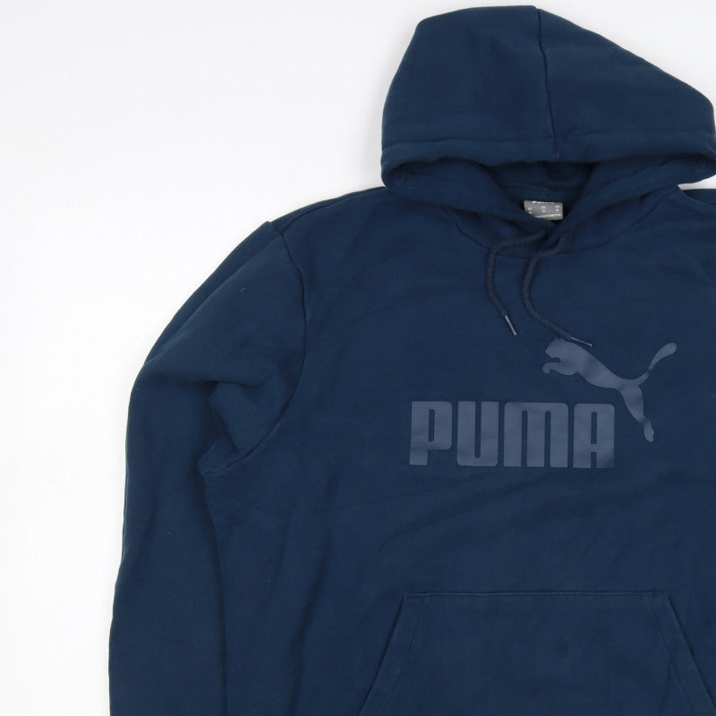 Puma Men's Blue XL Pullover Hoodie Logo Graphic Kangaroo Pocket